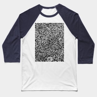 Black and white floral doodle art Baseball T-Shirt